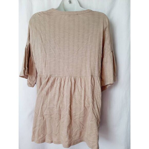 Vintage America beige bohemian tassles small soft blouse - Picture 2 of 4